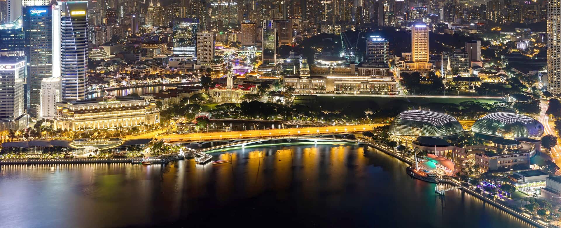 Singapore’s Central Business District and Marina Bay at night