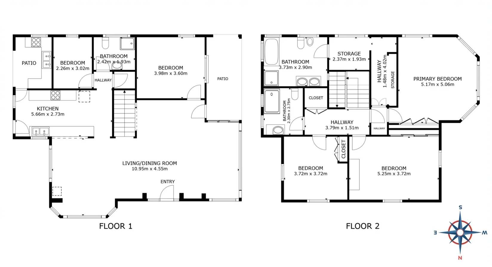 40 Margoliouth Road floor plan, Floors 1 and 2