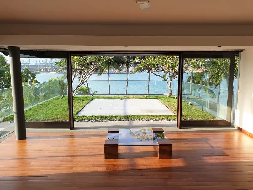 Family room opening to the garden and sea