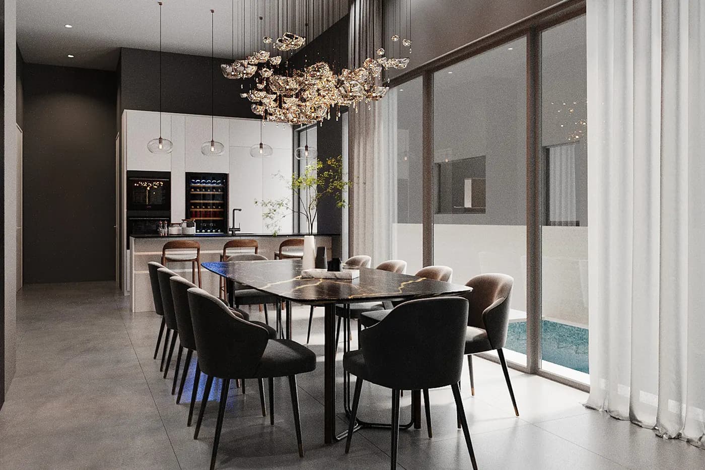 Dining area by the pool, 26A and 26C Siglap Road