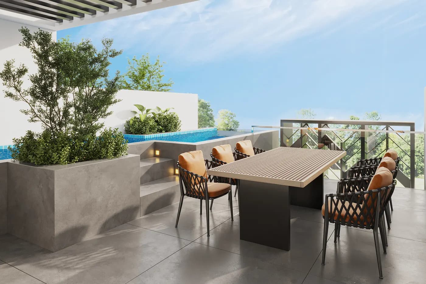 Rooftop terrace by the infinity pool, Chevron Collection