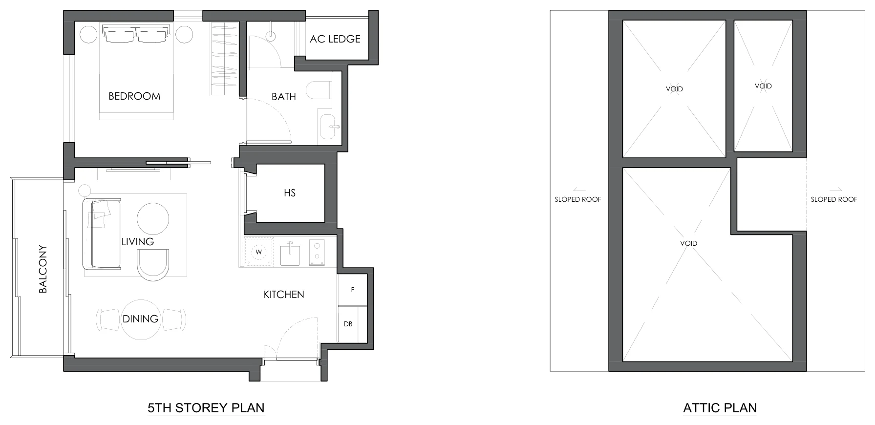 Floor plan of 10 Evelyn type A2a-5, 1-Bedroom, 495 sq ft