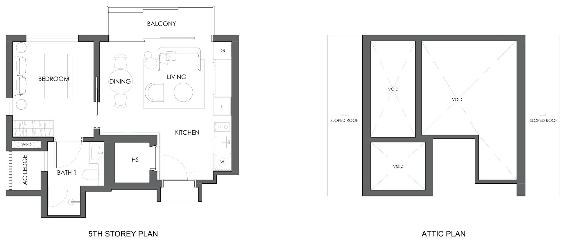 Floor plan of 10 Evelyn type A3d-5, 1-Bedroom, 495 sq ft
