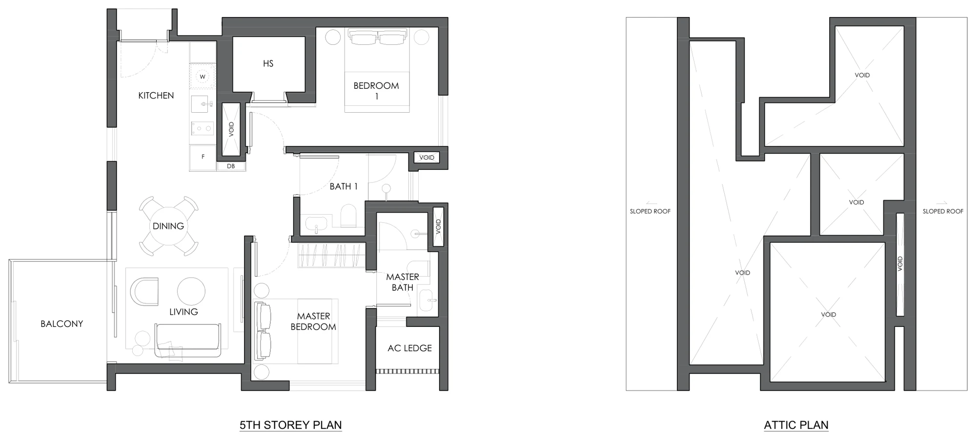 Floor plan of 10 Evelyn type B2c-5, 2-Bedroom, 743 sq ft