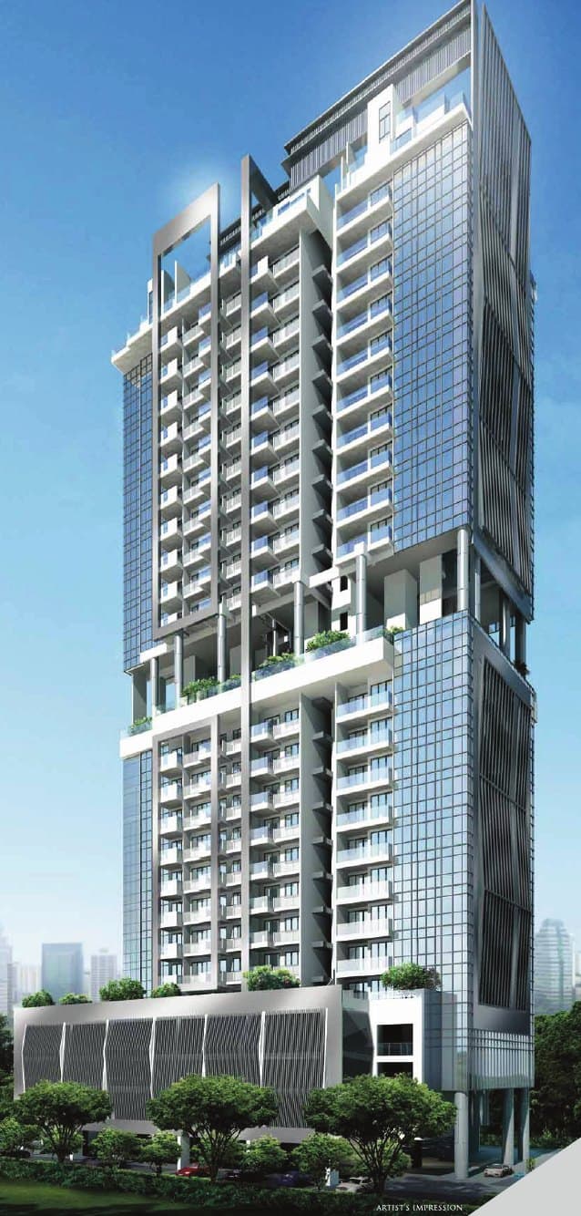 26 Newton, artist's impression: the tower with its sky terrace on the 14th storey