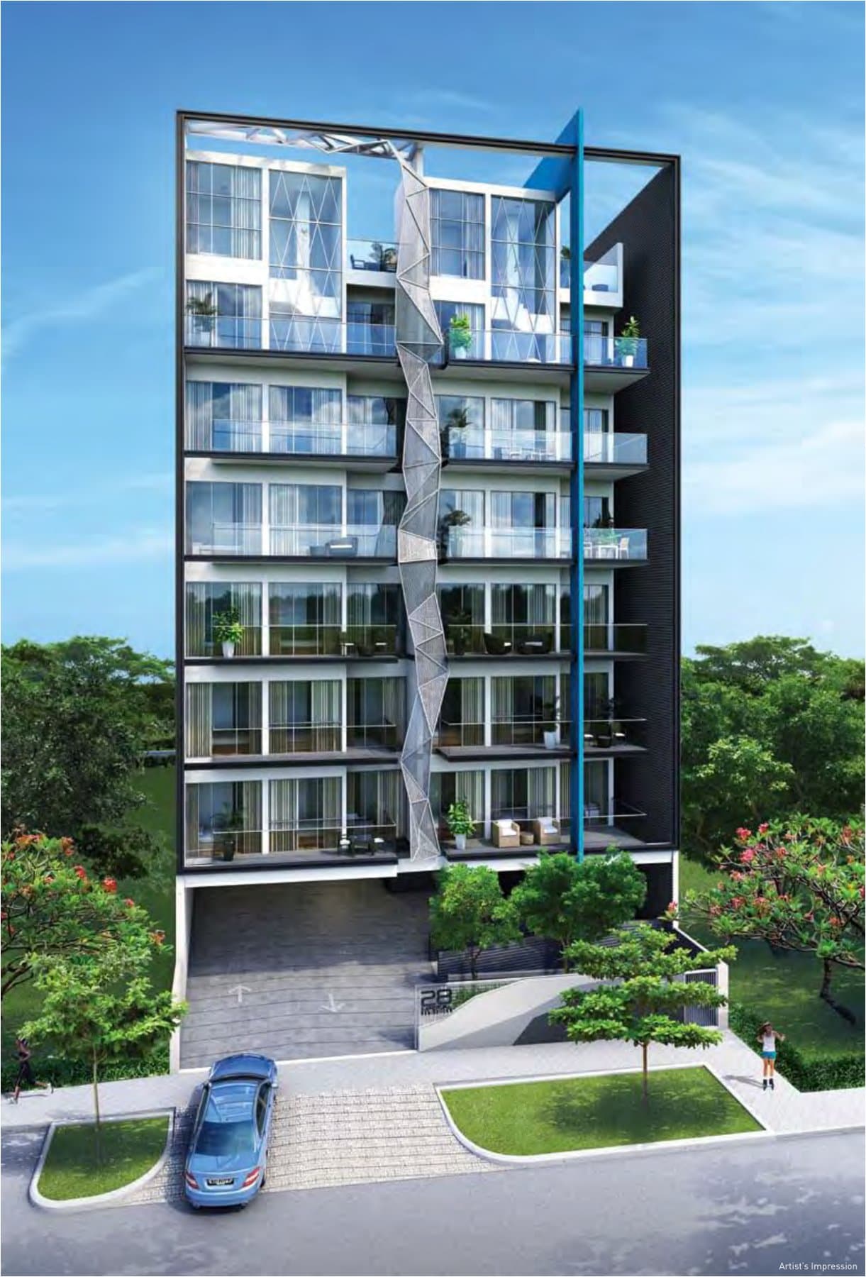 28 Imperial Residences: a slim 8-storey block on Lorong 26 Geylang