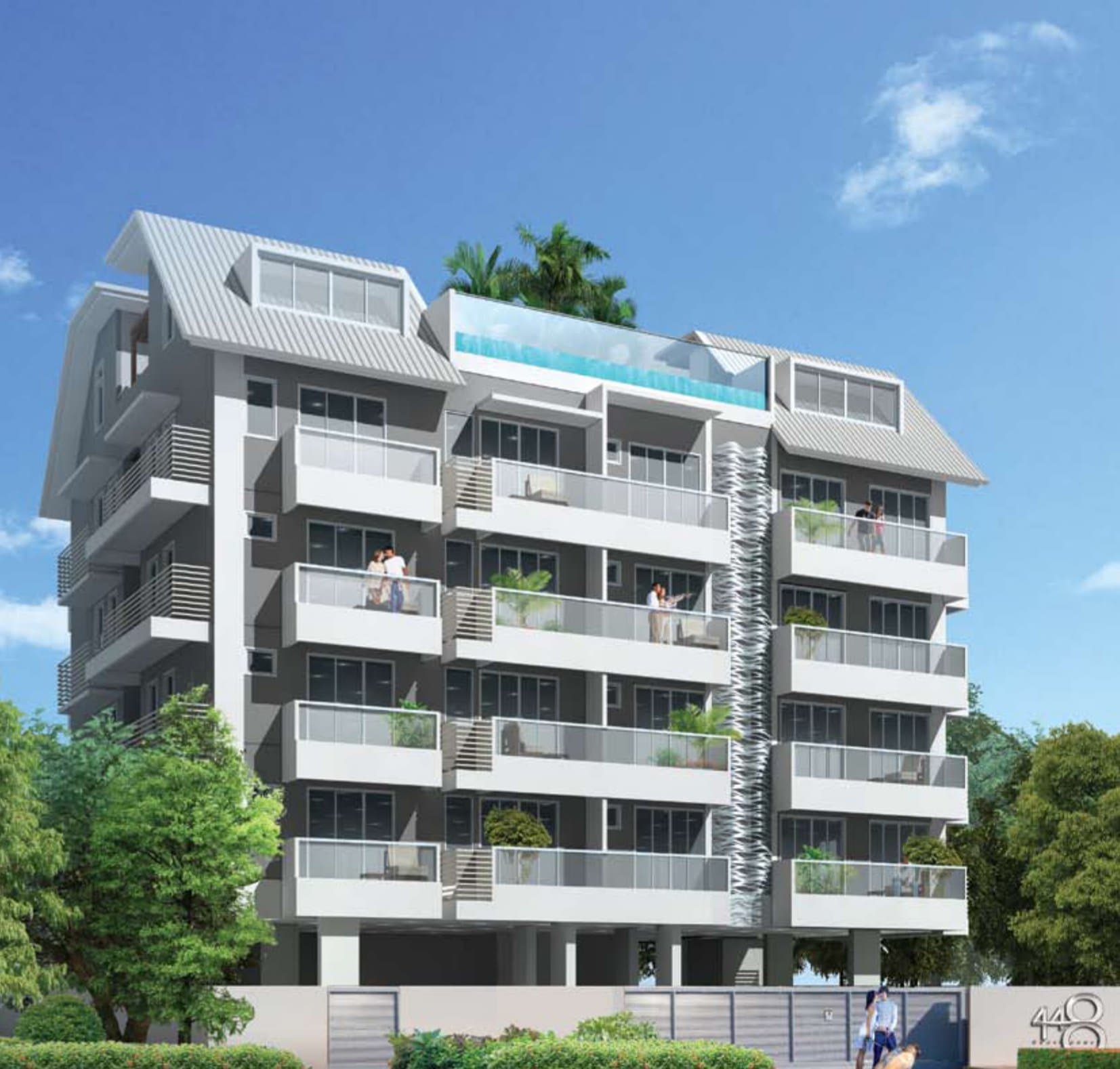 448 @ East Coast: the 5-storey block with its balconies and rooftop pool on East Coast Road