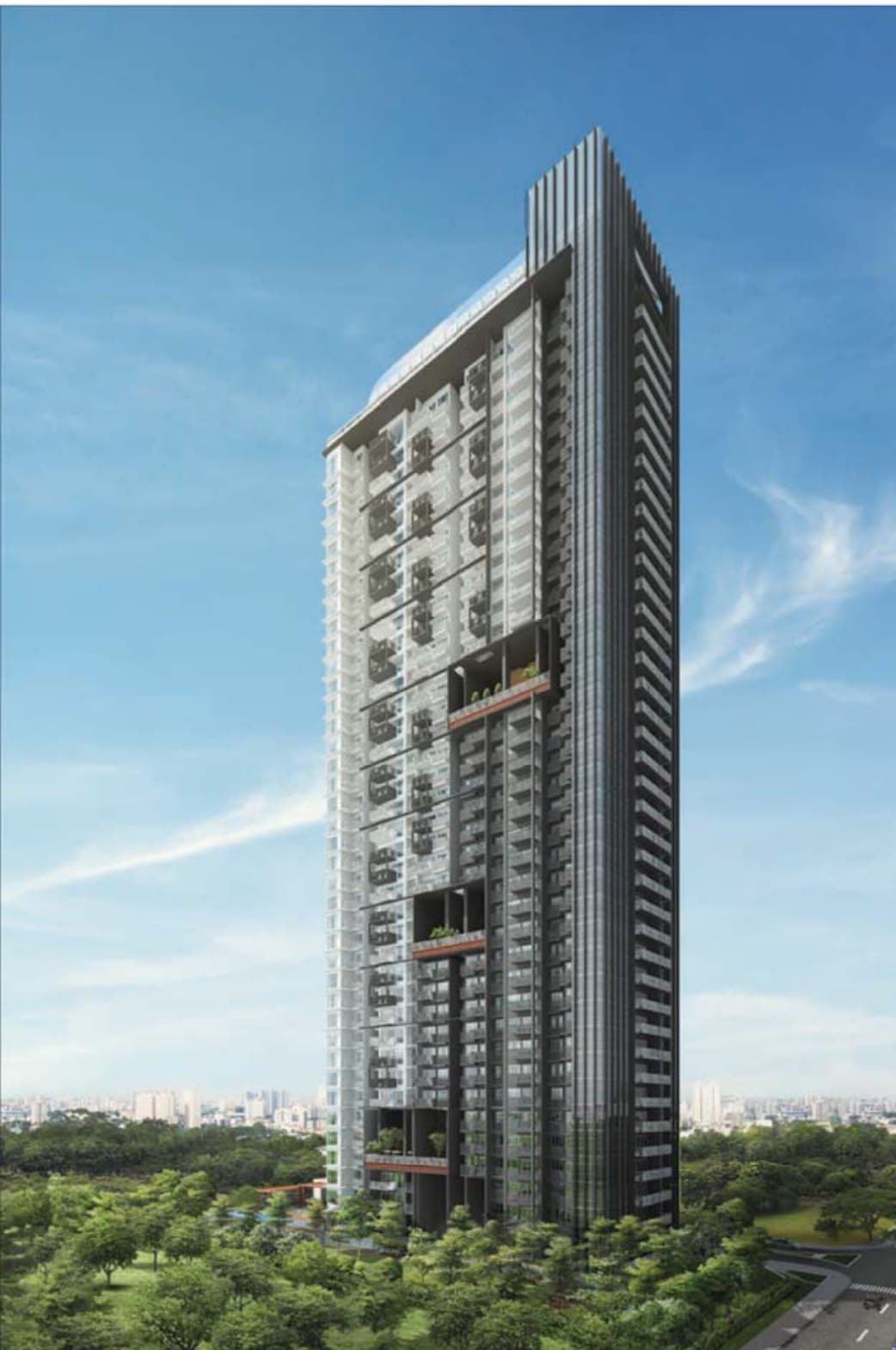 Alex Residences, artist's impression: the 40-storey tower above the trees off Alexandra Road