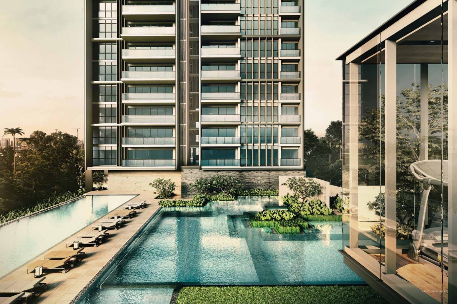 Amber 45: the 21-storey tower above the 50 m lap pool and pool deck