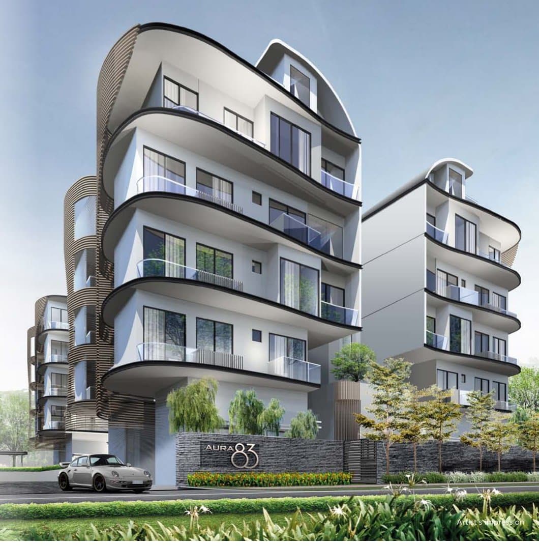 Aura 83: two 5-storey blocks with curved balconies on Duku Road, off Still Road
