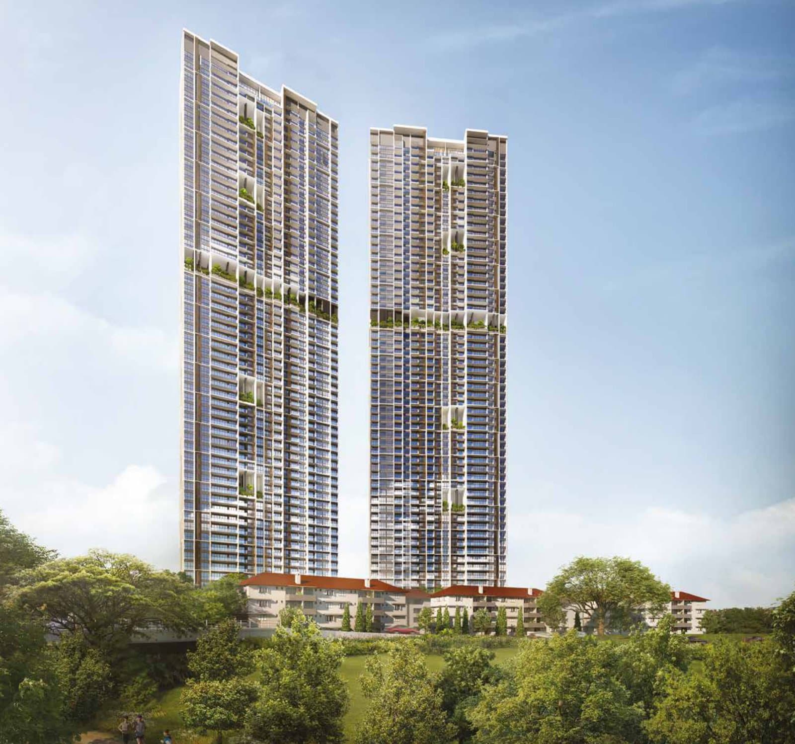 Avenue South Residence, artist's impression: the twin towers behind the conserved blocks