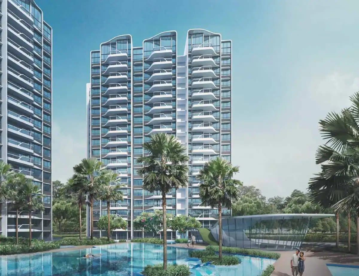 Artist's impression of Belysa's towers above the lap pool, Pasir Ris Drive 1