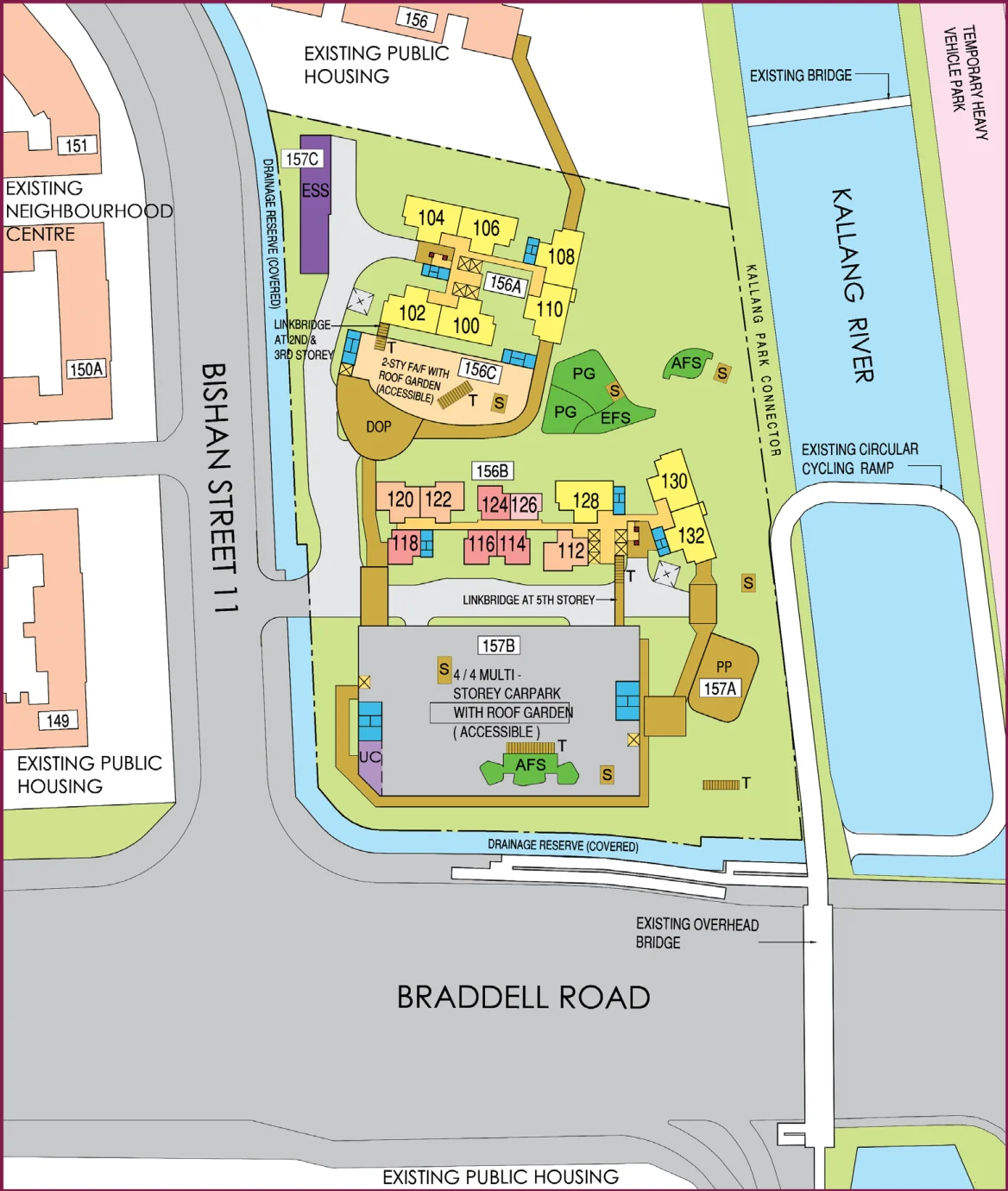 HDB site plan of Bishan Towers, blocks 156A and 156B