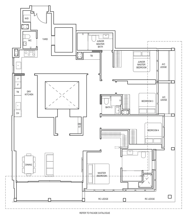 Floor plan of Canninghill Piers type DP3 / DP3(p), 4-Bedroom Premium, 1,959 sq ft
