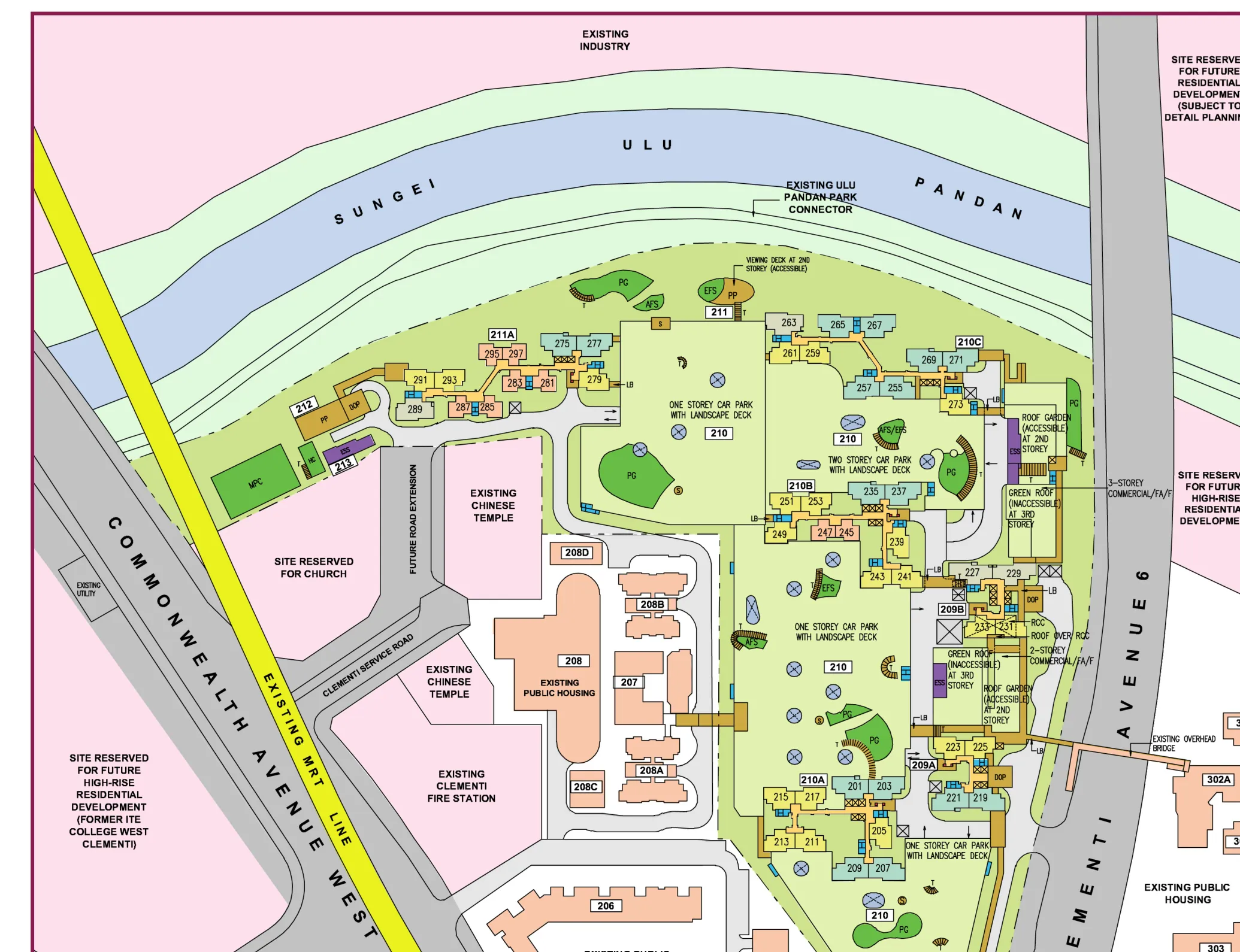HDB site plan of Clementi NorthArc, blocks 209A, 209B, 210A, 210B, 210C and 211A