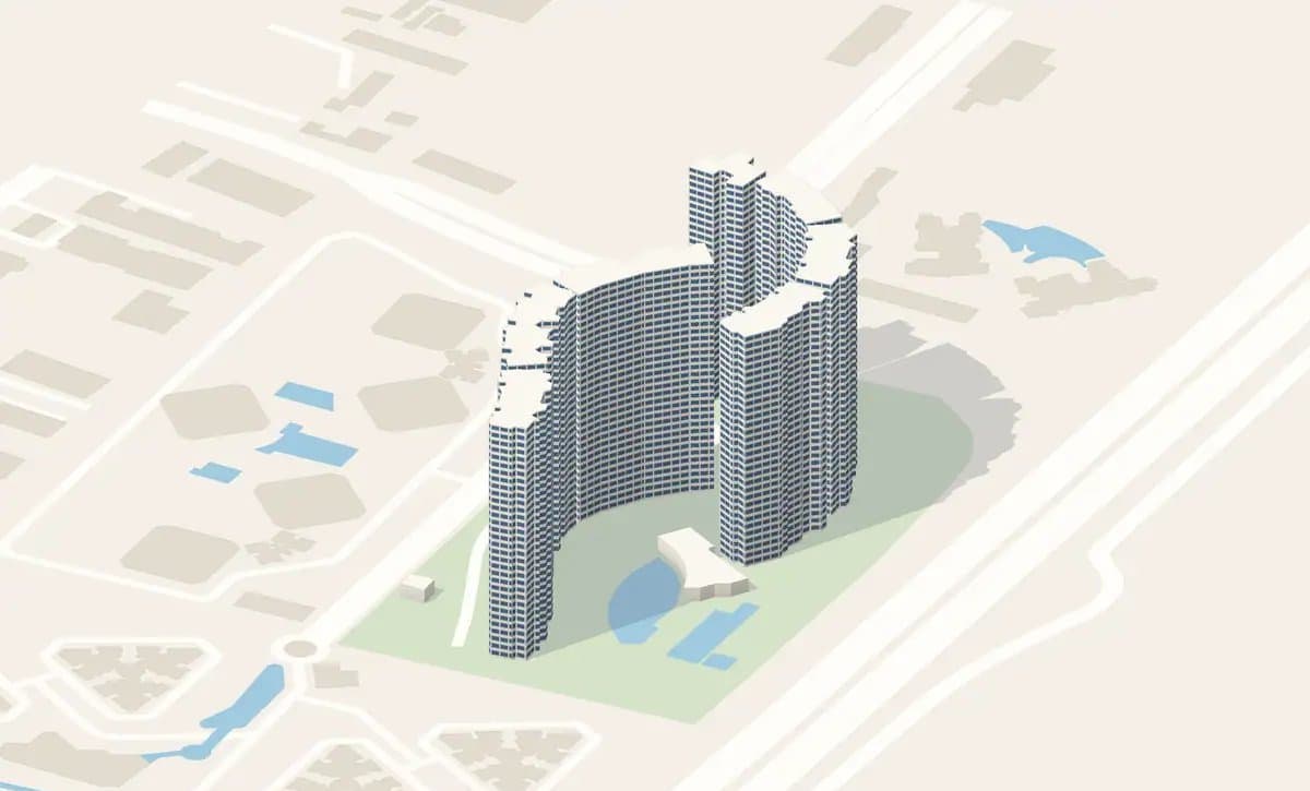 Costa Del Sol: seven 30-storey blocks in an arc along Bayshore Road