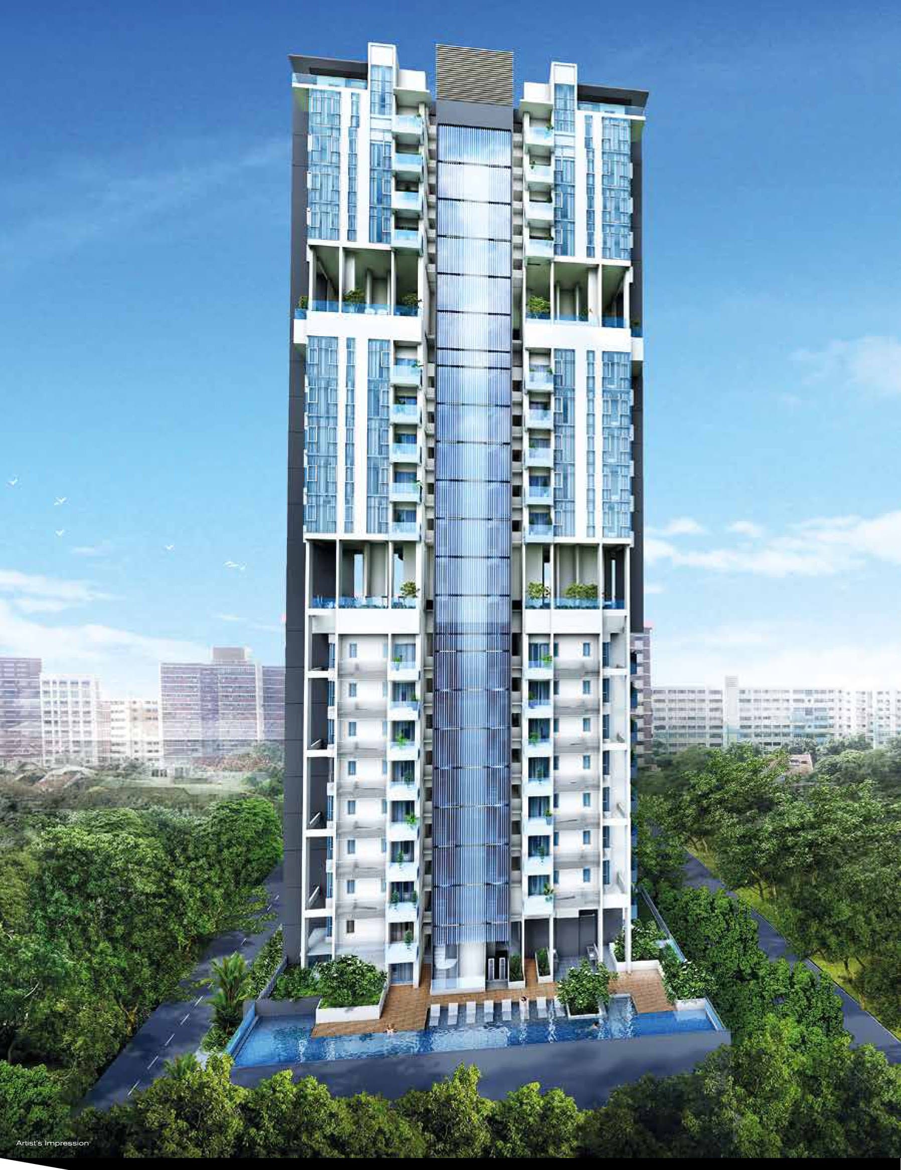 Forte Suites: the 25-storey glass tower on Mergui Road with its pool at the foot