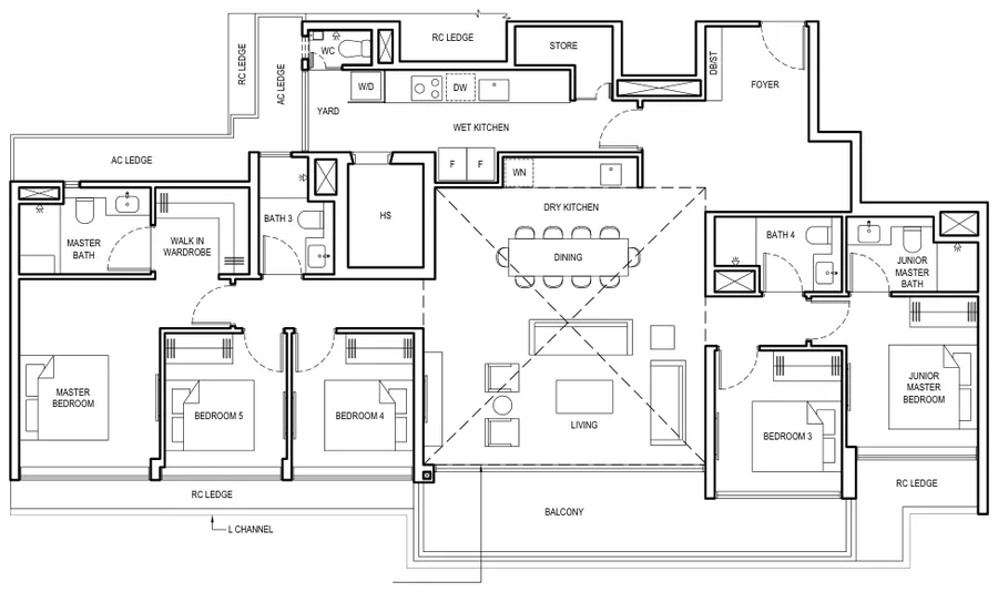 Floor plan of Grand Dunman type PH-1, Penthouse, 2,379 sq ft