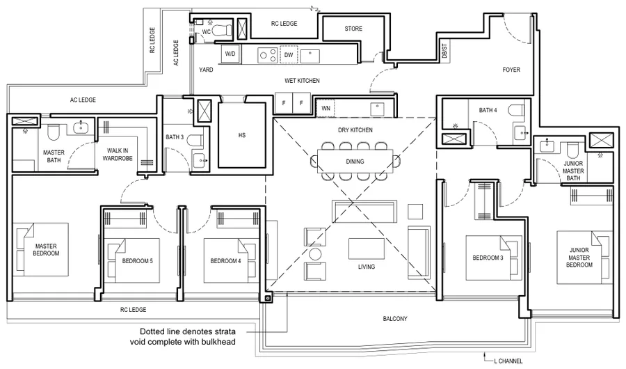Floor plan of Grand Dunman type PH-3, Penthouse, 2,390 sq ft