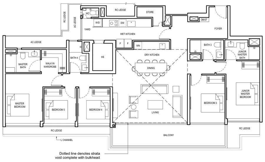 Floor plan of Grand Dunman type PH-4, Penthouse, 2,433 sq ft