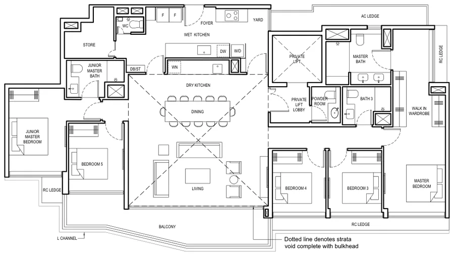 Floor plan of Grand Dunman type PH-5, Penthouse, 2,659 sq ft