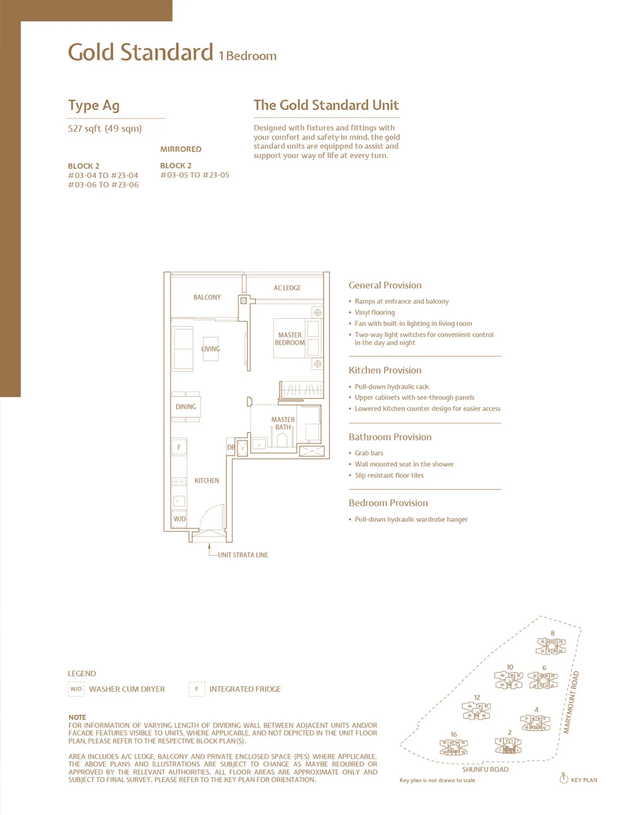 Floor plan of JadeScape type Ag, 1-Bedroom, 527 sq ft