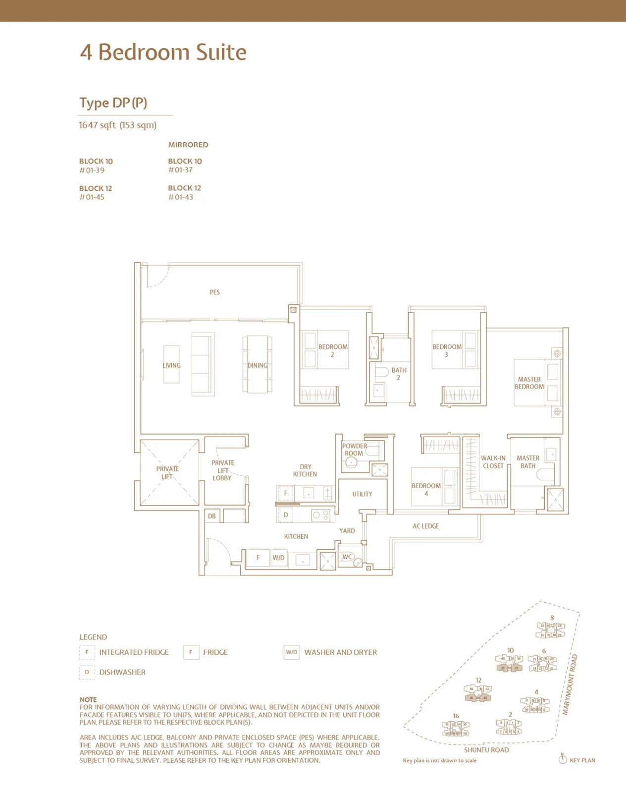 Floor plan of JadeScape type DPP, 4-Bedroom Suite, 1,647 sq ft