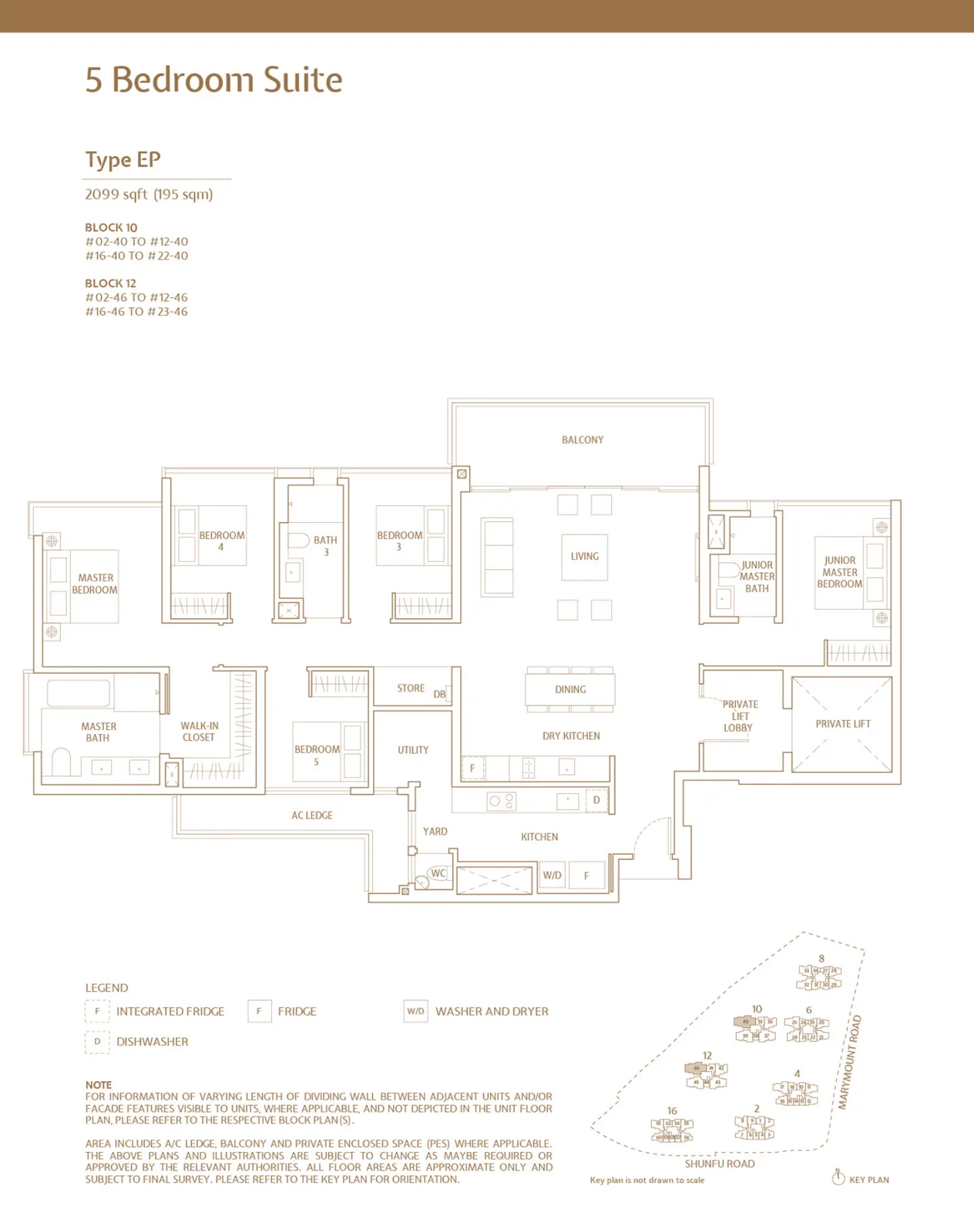Floor plan of JadeScape type EP, 5-Bedroom Suite, 2,099 sq ft