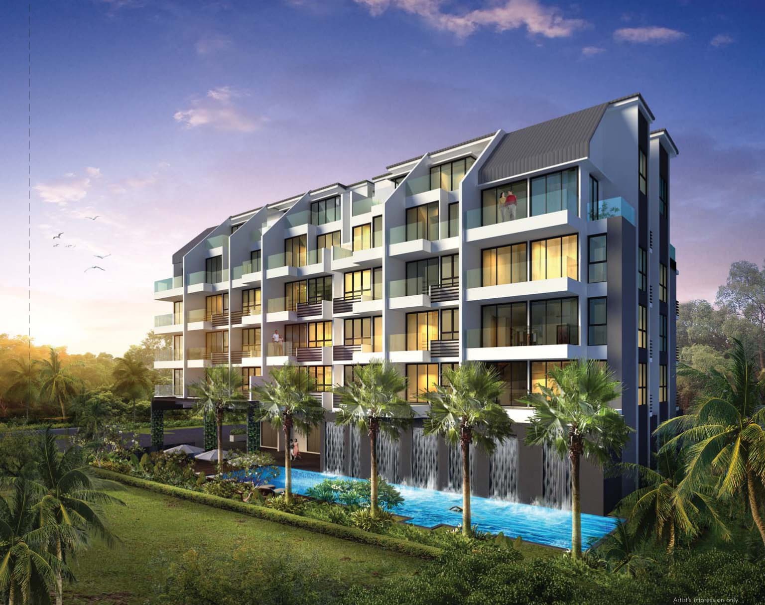 Jupiter 18: the five-storey block and pool on Lorong 102 Changi