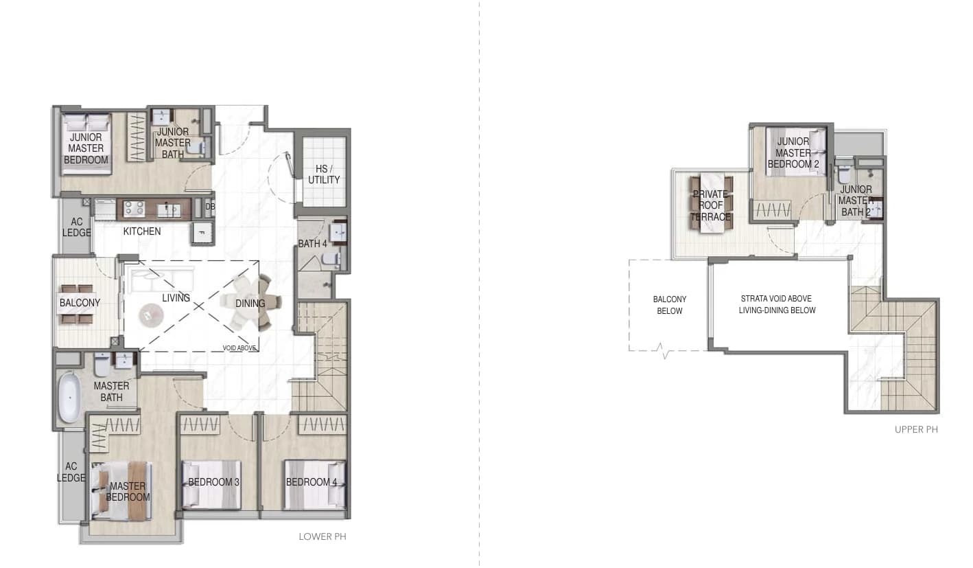 Floor plan of K Suites type D-ph, 5-Bedroom Penthouse, 1,679 sq ft