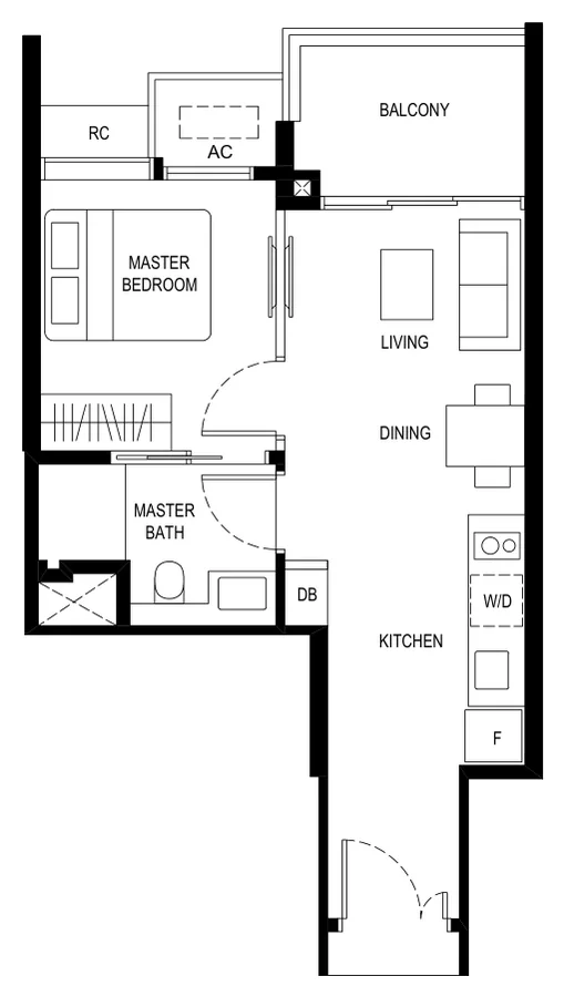 Floor plan of Kassia type (1)a, 1 Bedroom, 473 sq ft
