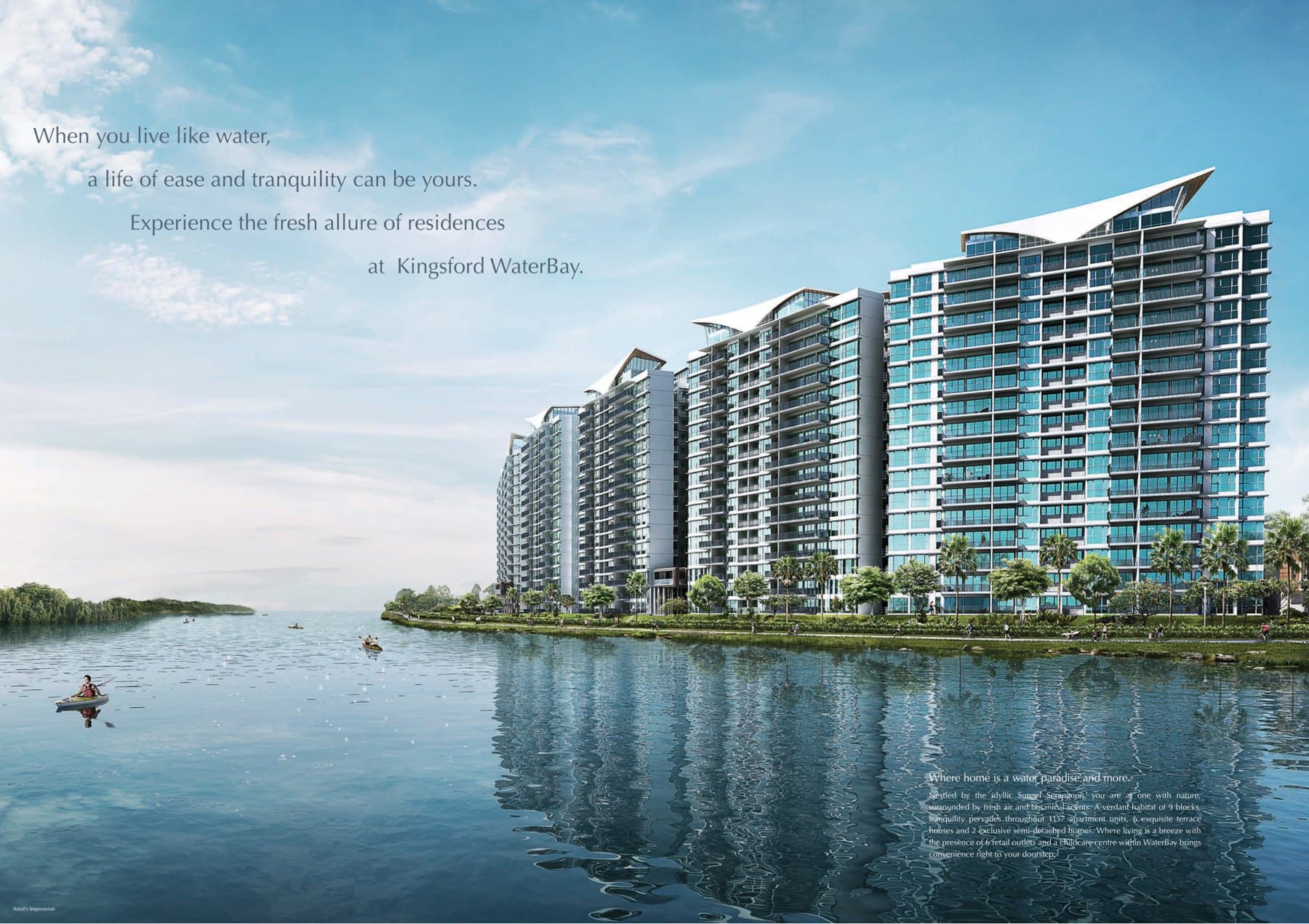 Kingsford Waterbay, artist's impression: the blocks along Sungei Serangoon