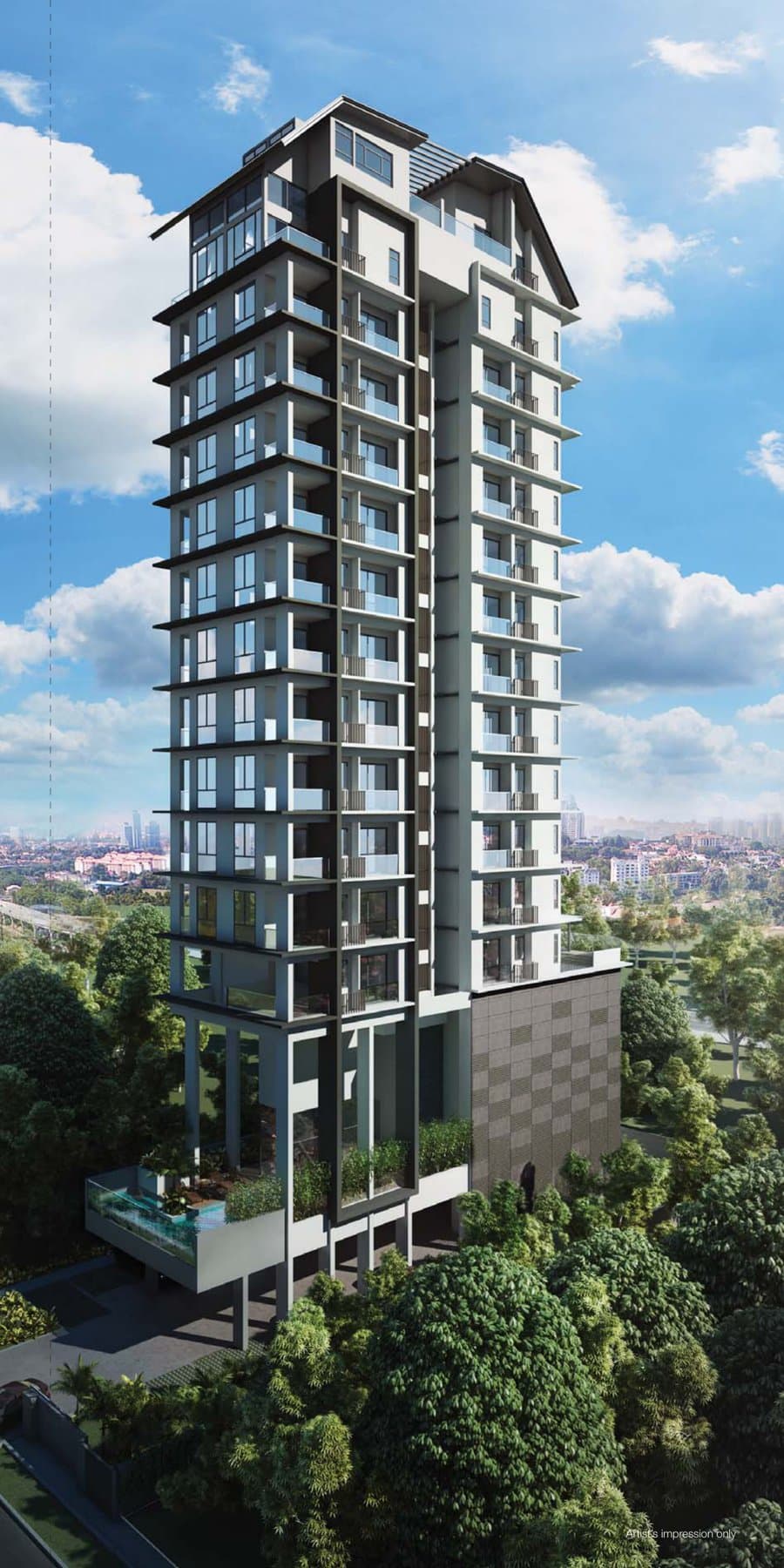 Leicester Suites: the 15-storey tower off Leicester Road with its penthouse roofs