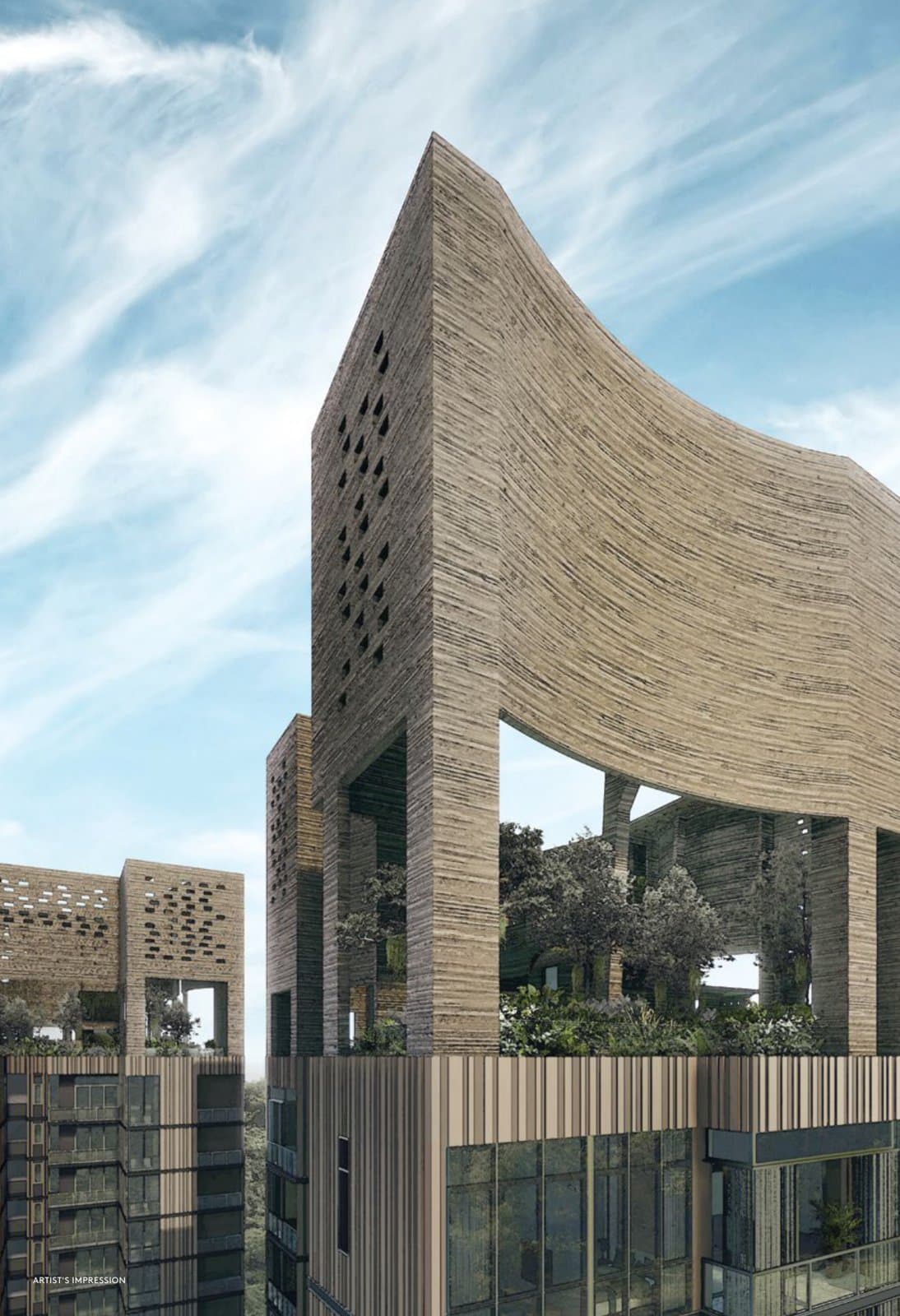 Martin Modern: the crown and roof garden of one of the two towers