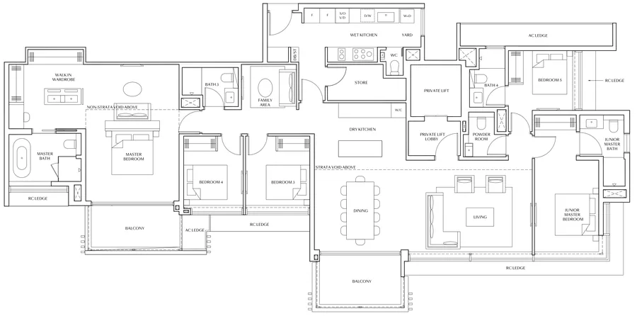 Floor plan of Meyer Blue type PH2, Penthouse, 2,949 sq ft