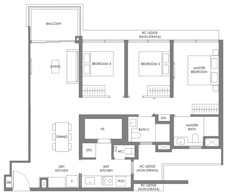 Floor plan of Nava Grove type CP-1, 3-Bedroom Premium, 1,098 sq ft