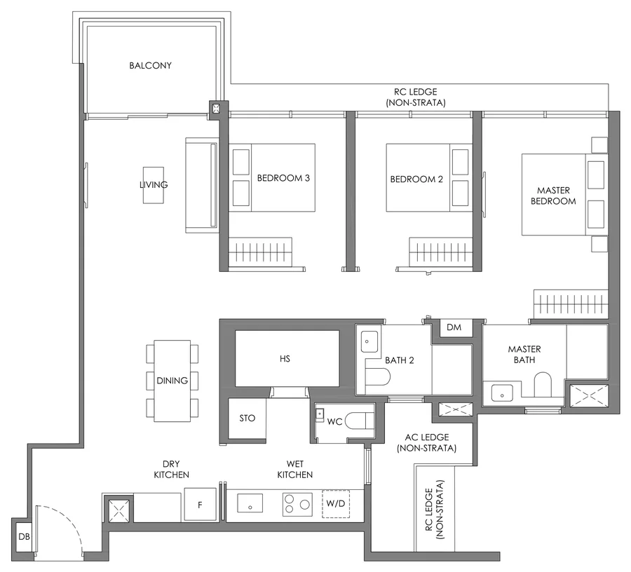 Floor plan of Nava Grove type CP-4, 3-Bedroom Premium, 1,109 sq ft