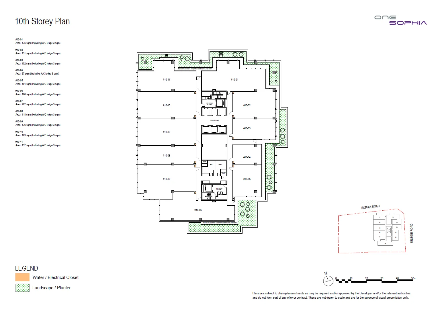 Floor plan of One Sophia type L10, Office 1,400-2,150 sq ft, 721 to 2,174 sq ft