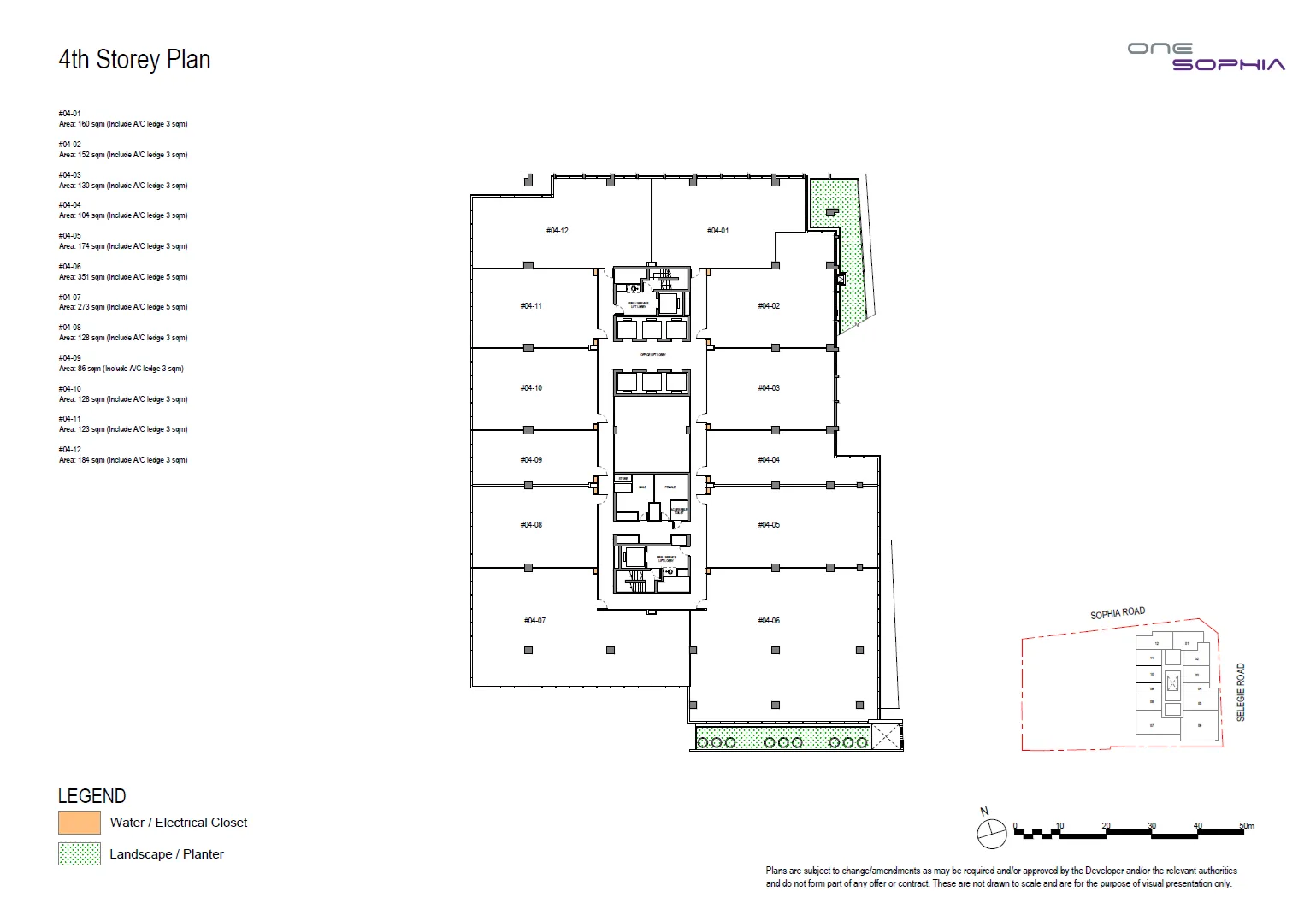 Floor plan of One Sophia type L4, Office 1,400-2,150 sq ft, 926 to 3,778 sq ft
