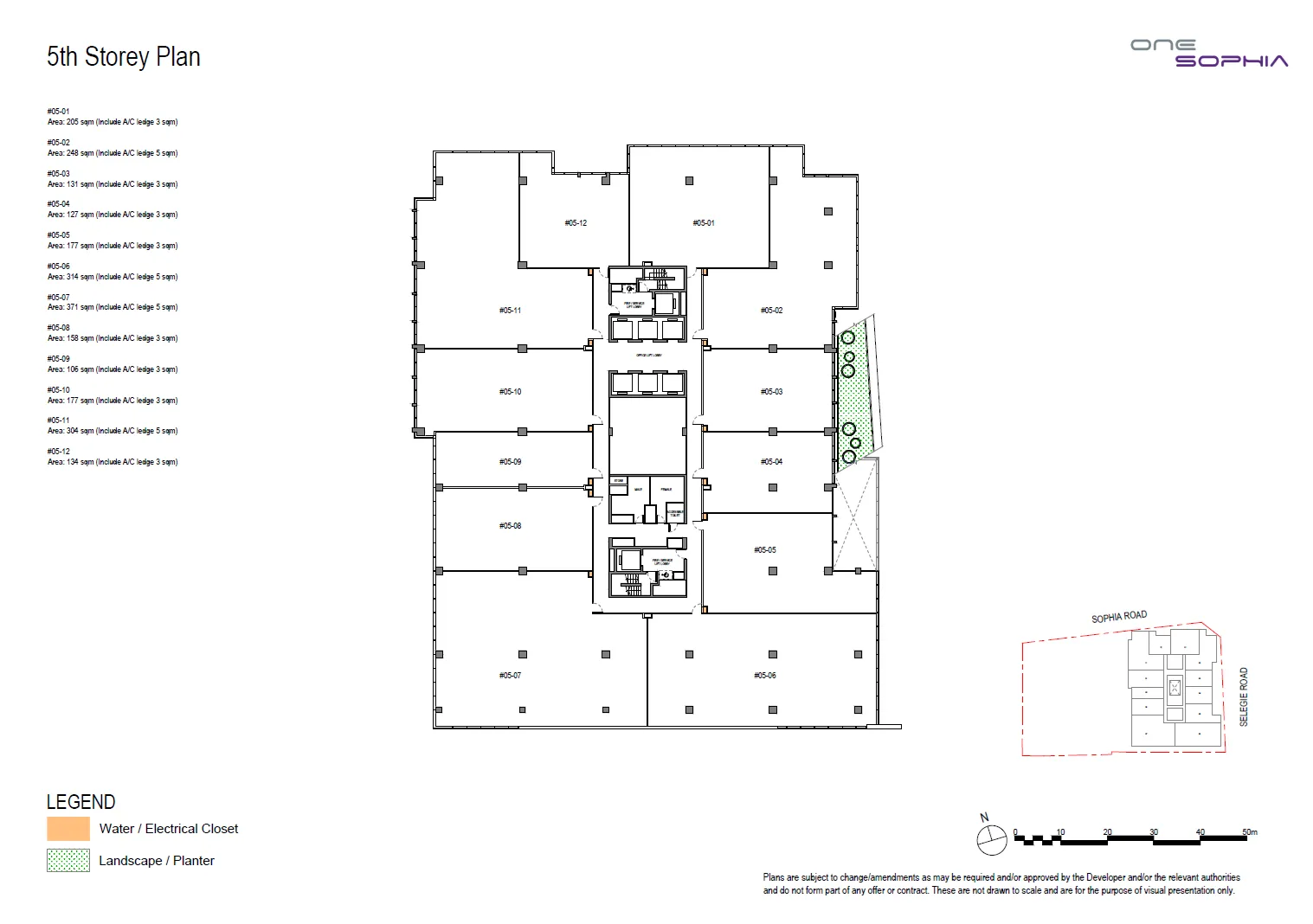 Floor plan of One Sophia type L5, Office over 2,150 sq ft, 1,141 to 3,993 sq ft