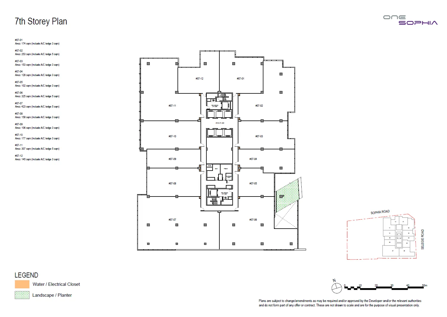 Floor plan of One Sophia type L7, Office 1,400-2,150 sq ft, 1,098 to 4,553 sq ft