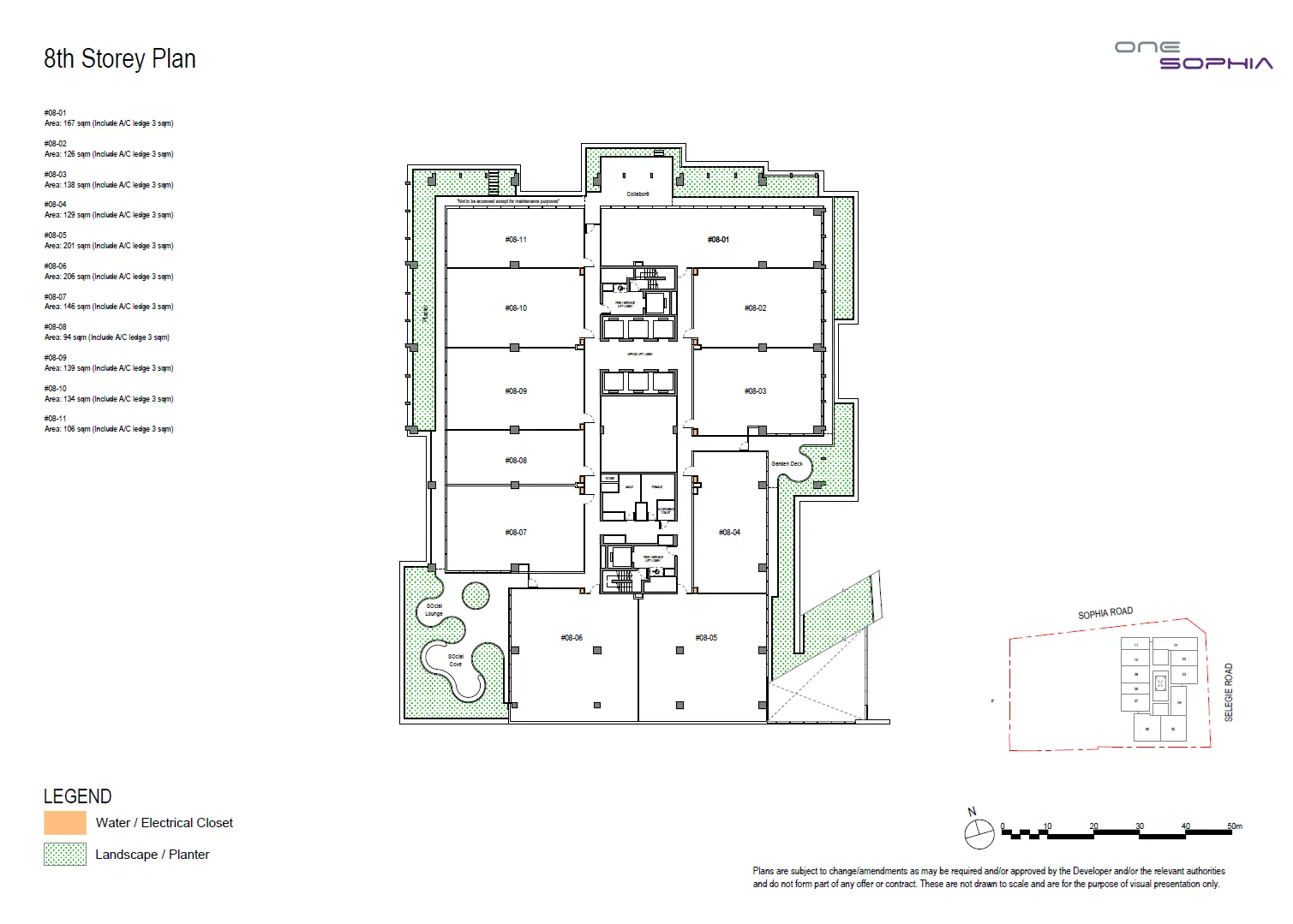 Floor plan of One Sophia type L8, Office 1,400-2,150 sq ft, 1,012 to 2,217 sq ft