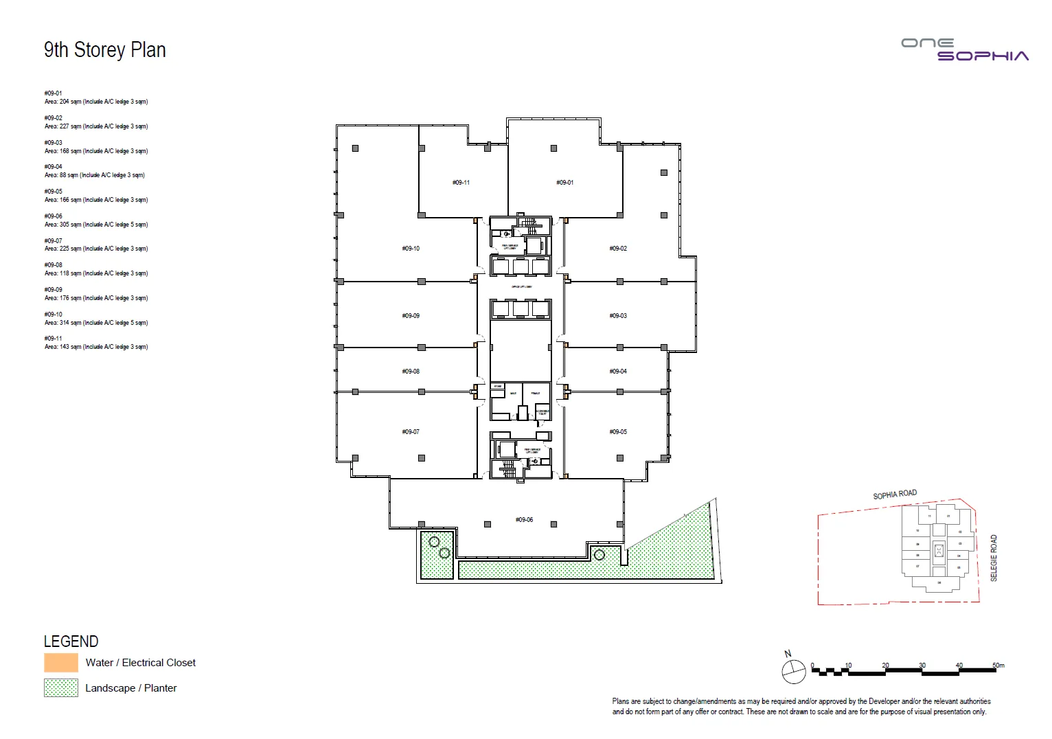 Floor plan of One Sophia type L9, Office over 2,150 sq ft, 947 to 3,380 sq ft