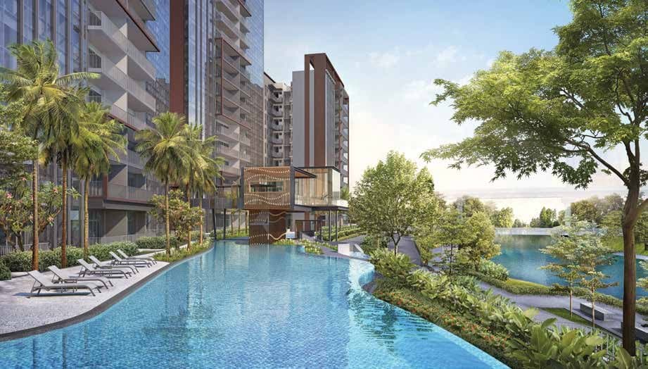 Piermont Grand: the lap pool and towers beside My Waterway @ Punggol