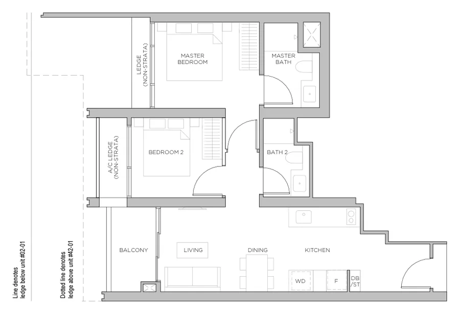 Floor plan of Promenade Peak type B4, 2 Bedroom, 689 sq ft