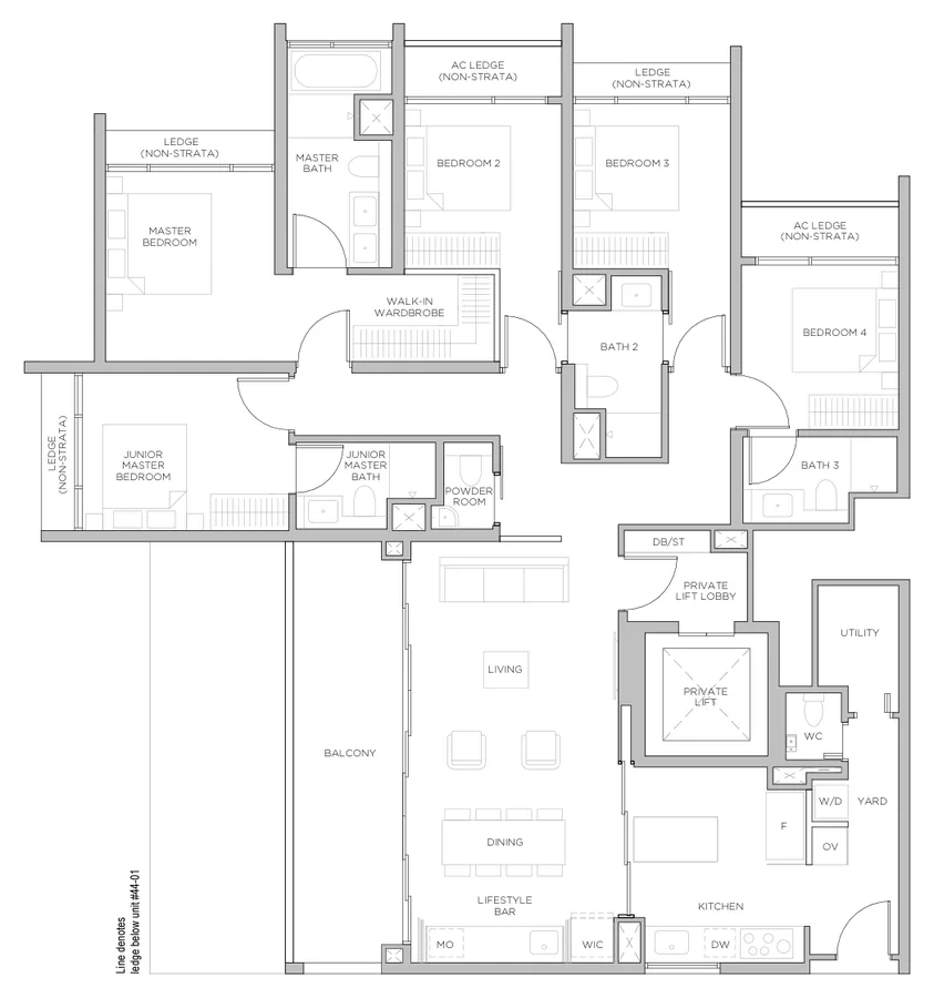 Floor plan of Promenade Peak type EP1, 5 Bedroom Premium, 1,884 sq ft