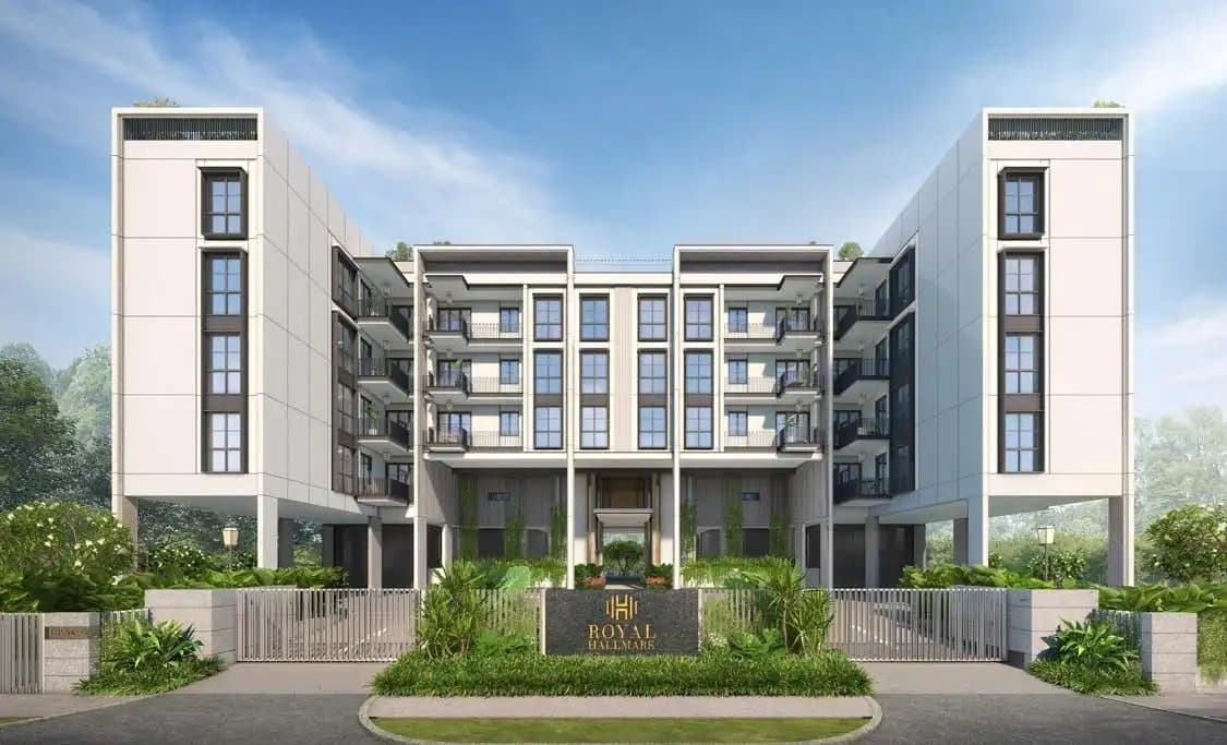Artist's impression of Royal Hallmark: the 5-storey U-shaped block behind its gate on Haig Lane