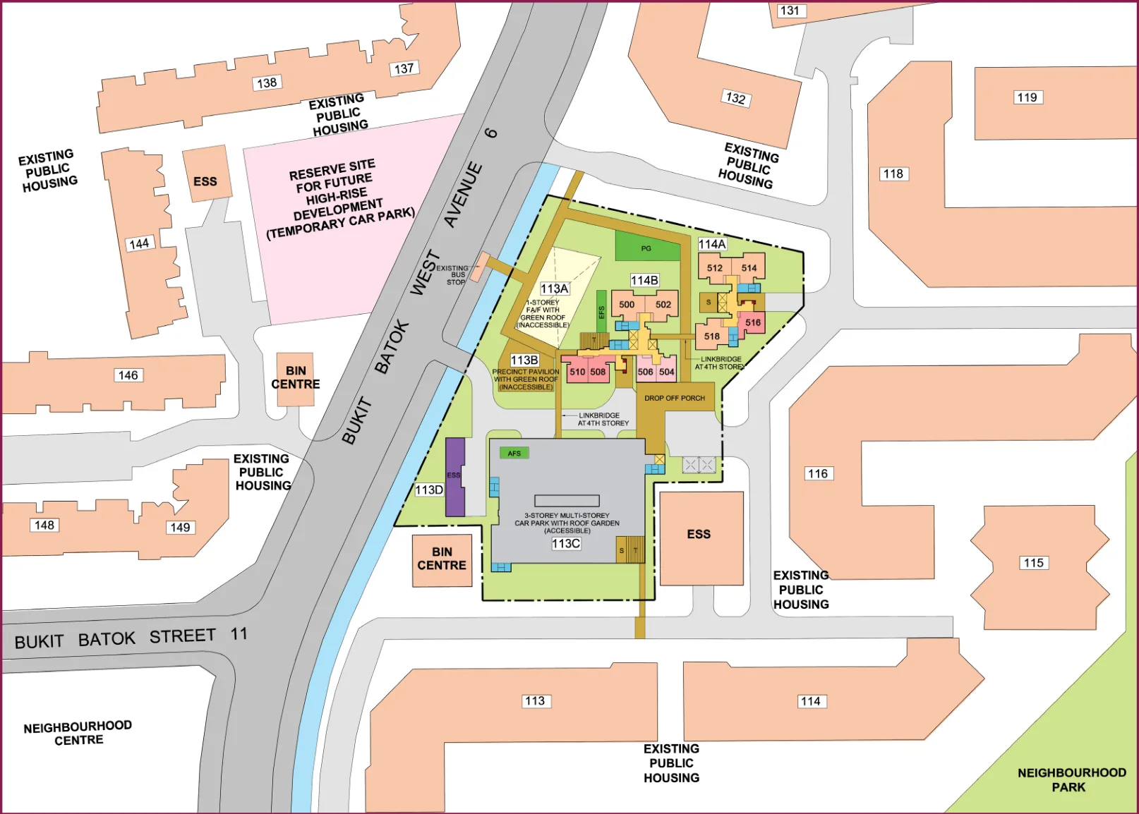 HDB site plan of Sky Vista @ Bukit Batok, blocks 114A and 114B