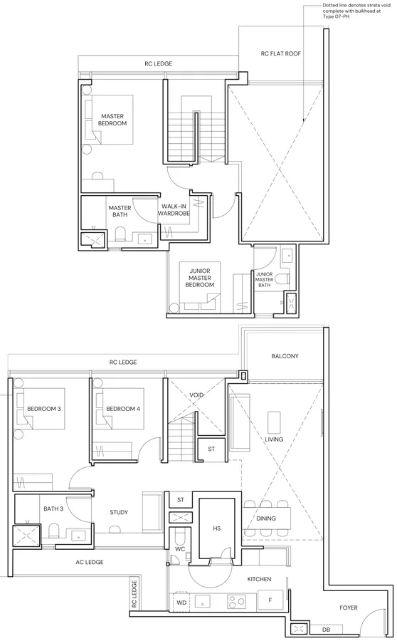 Floor plan of Terra Hill type D7-PH, 4 Bedroom Penthouse, 1,862 sq ft