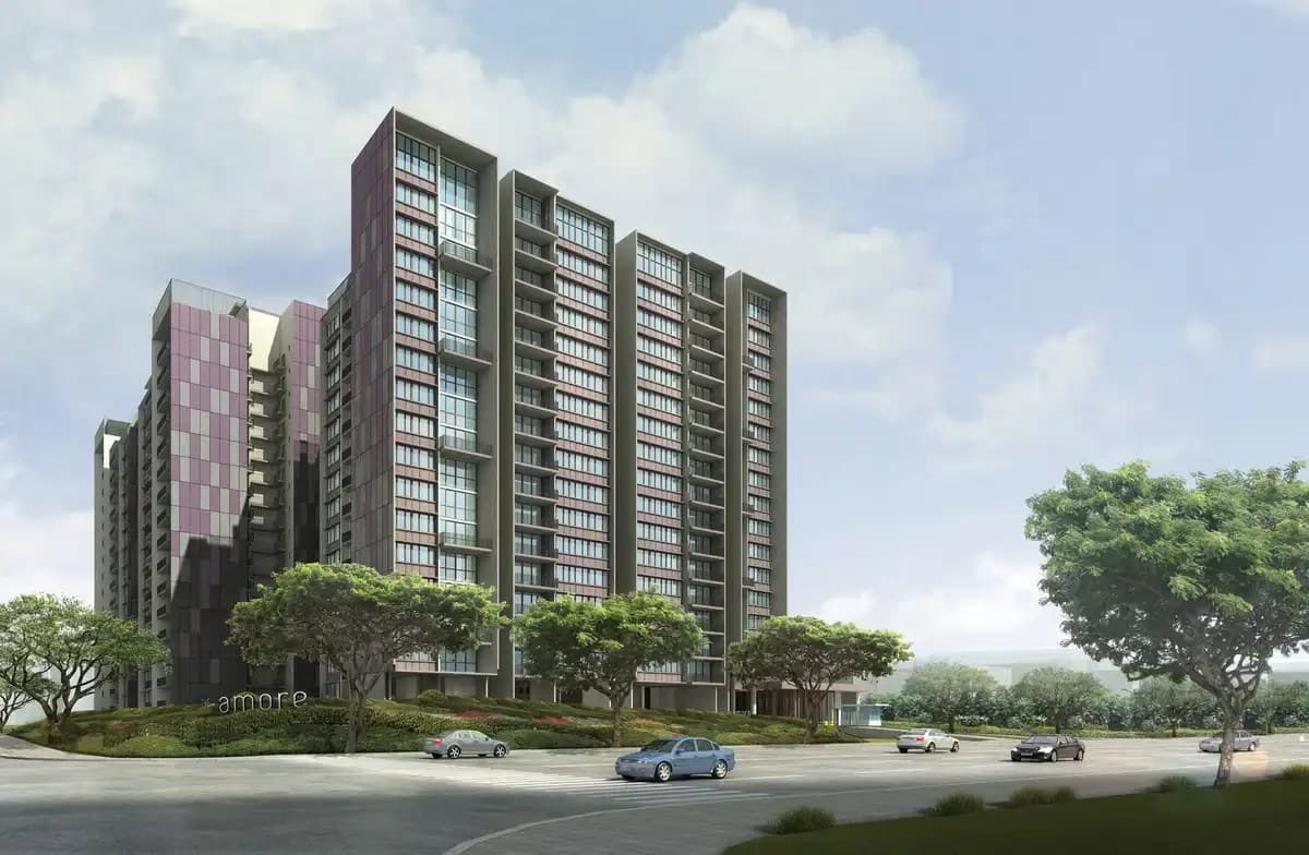 The Amore: the 17-storey blocks seen from Edgedale Plains, Punggol